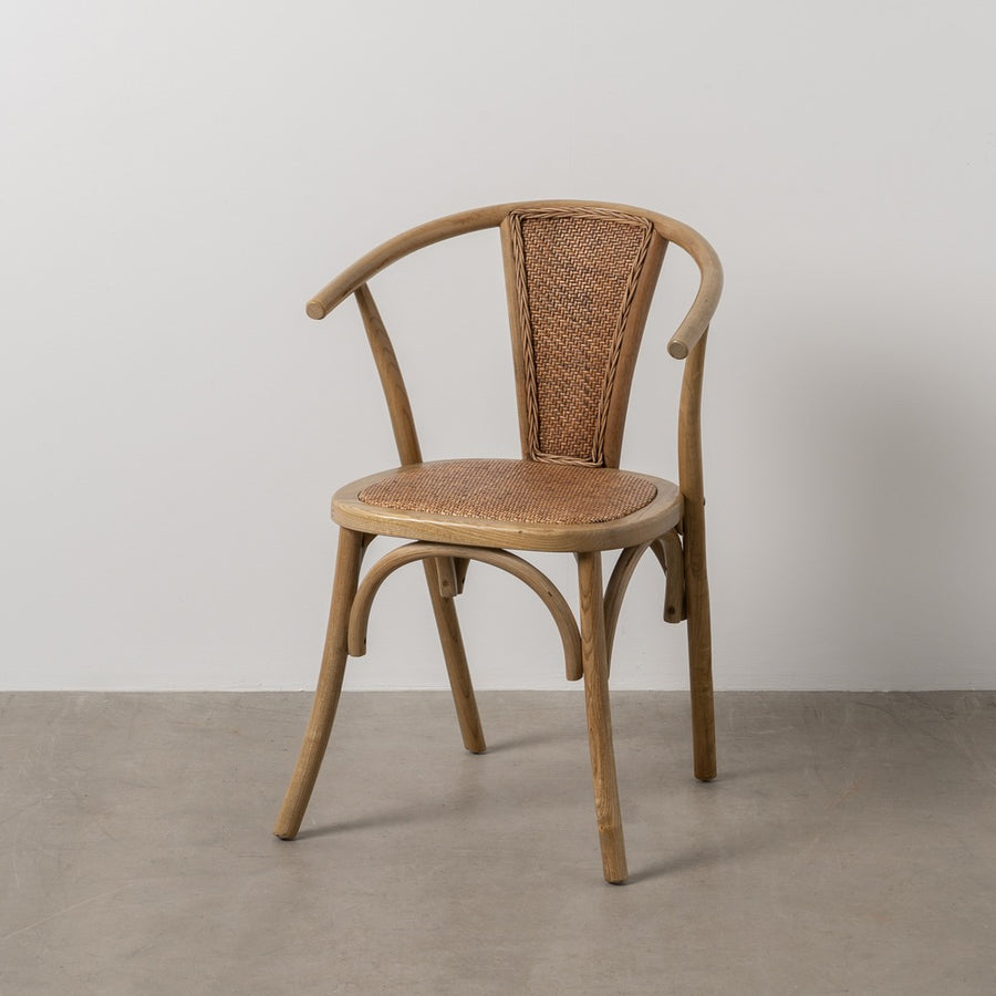 SILLA MARRÓN MADERA-RATÁN 55 X 50 X 81 CM