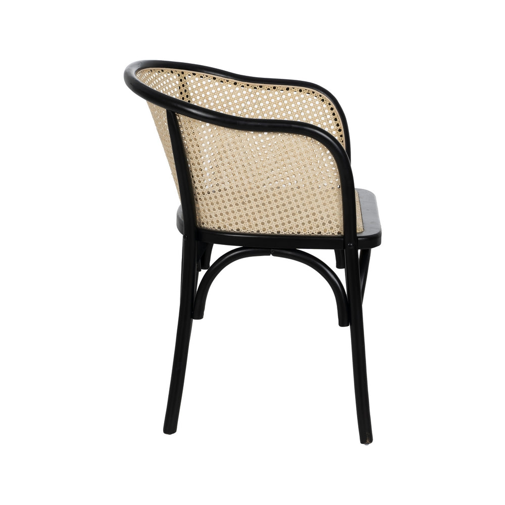 CHAIR BLACK-NATURAL WOOD-RATTAN 56 X 58 X 77 CM