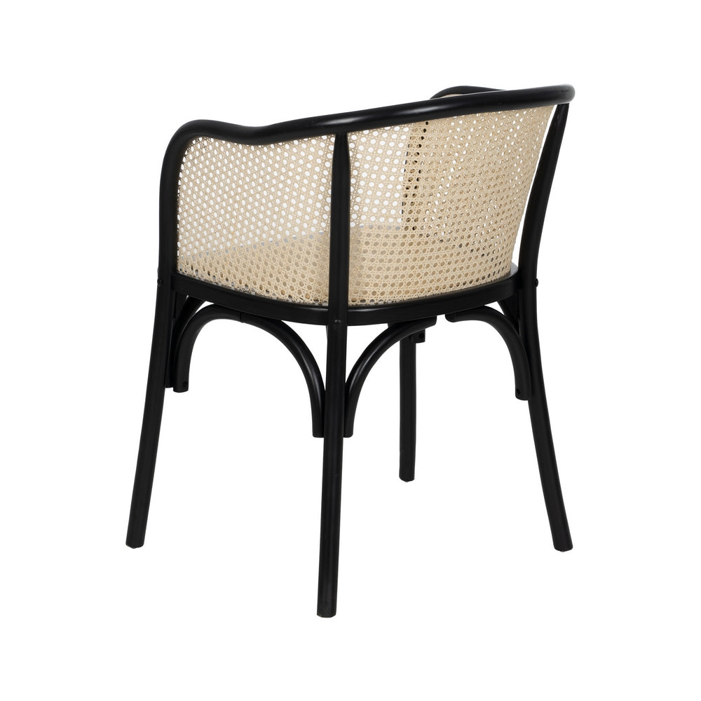 CHAIR BLACK-NATURAL WOOD-RATTAN 56 X 58 X 77 CM
