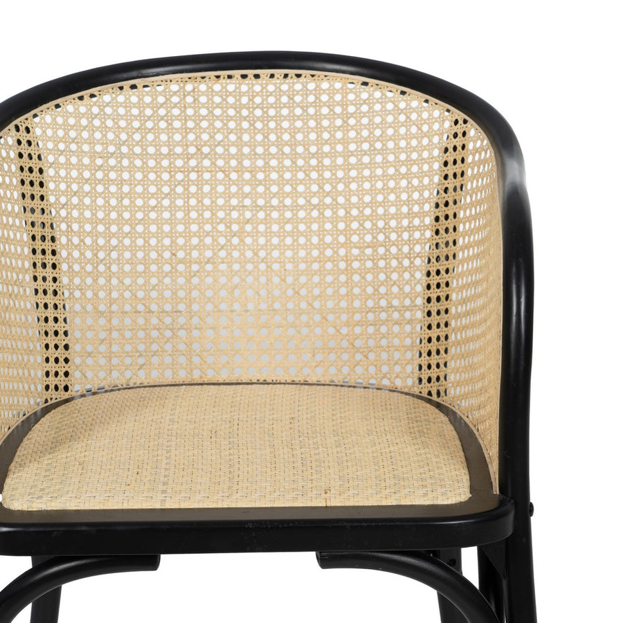 SILLA NEGRO-NATURAL MADERA-RATÁN 56 X 58 X 77 CM