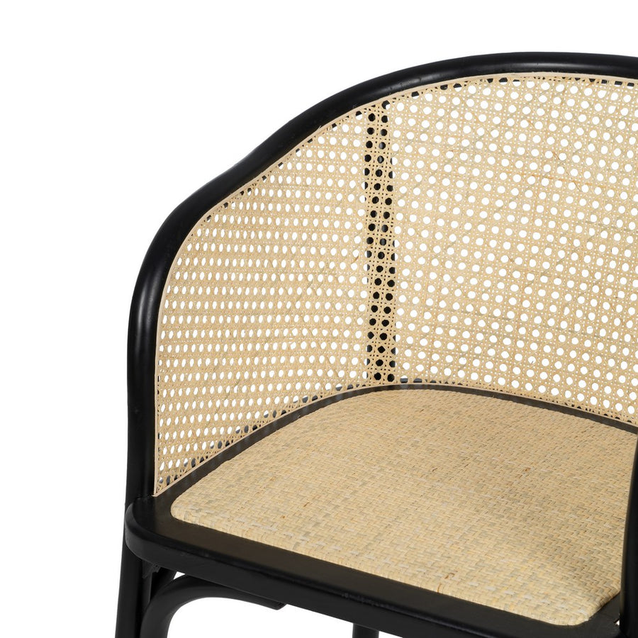 SILLA NEGRO-NATURAL MADERA-RATÁN 56 X 58 X 77 CM