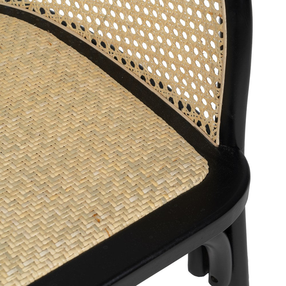 CHAIR BLACK-NATURAL WOOD-RATTAN 56 X 58 X 77 CM