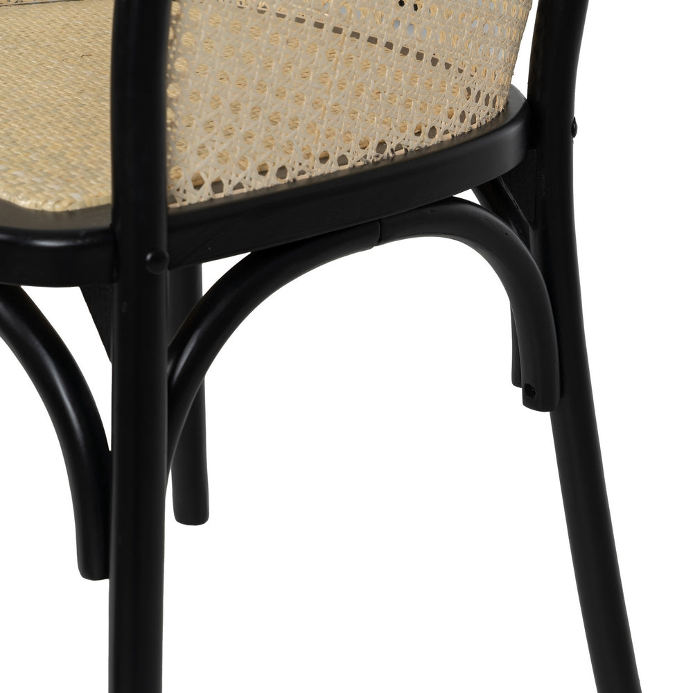 CHAIR BLACK-NATURAL WOOD-RATTAN 56 X 58 X 77 CM