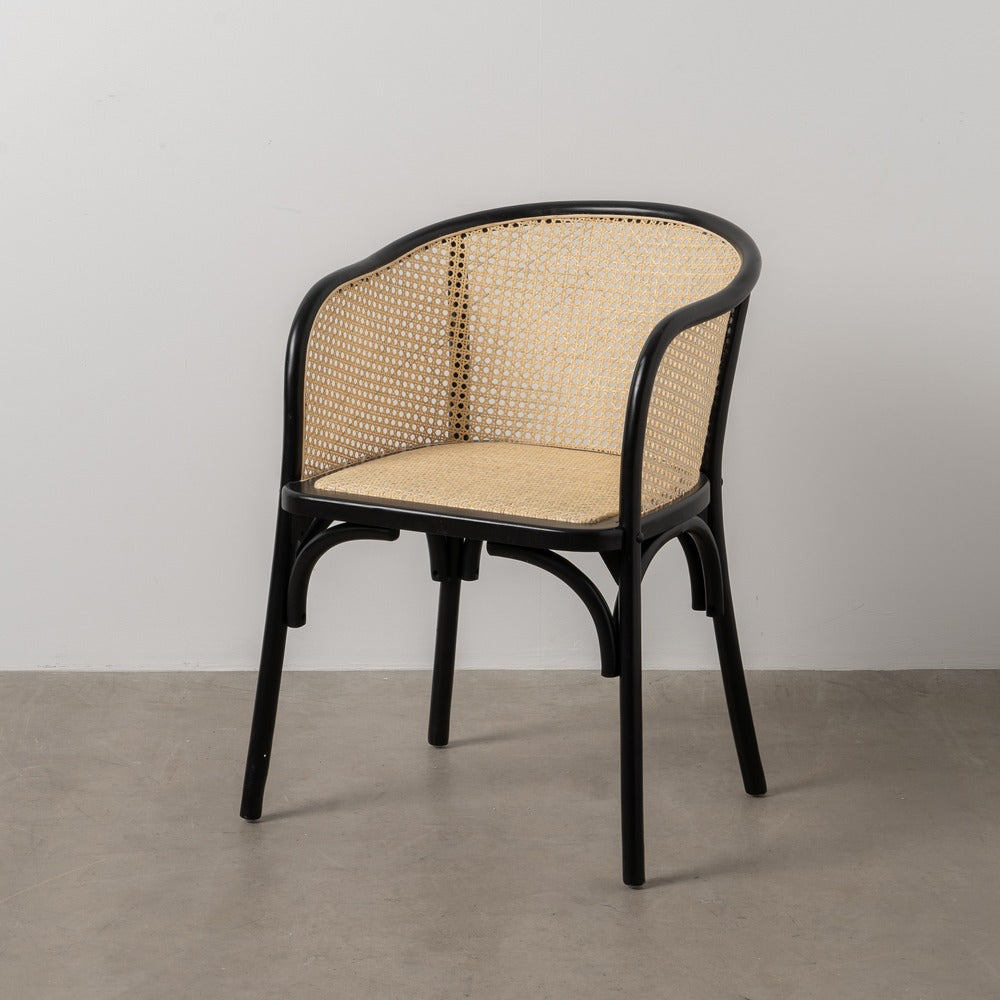 SILLA NEGRO-NATURAL MADERA-RAT�N 56 X 58 X 77 CM