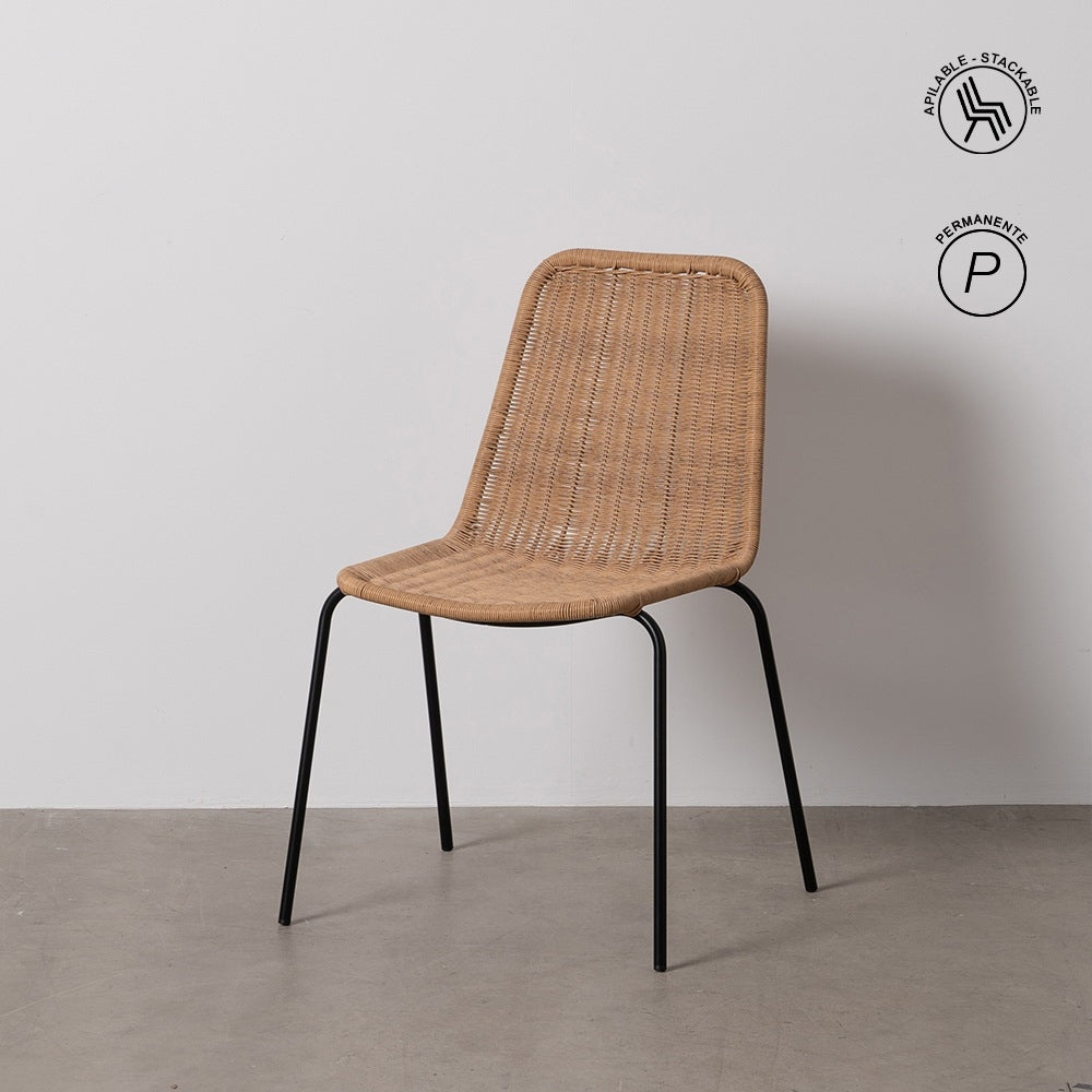 SILLA NATURAL PE-ACERO SALÓN 52 X 57 X 82 CM