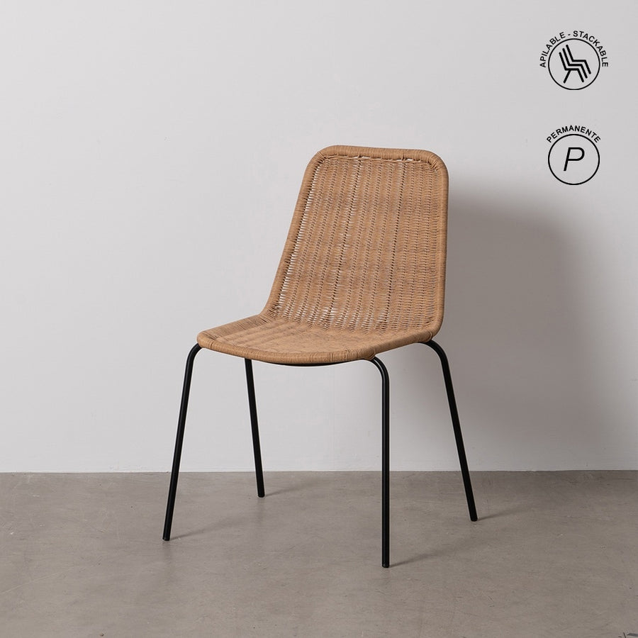 SILLA NATURAL PE-ACERO SALÓN 52 X 57 X 82 CM