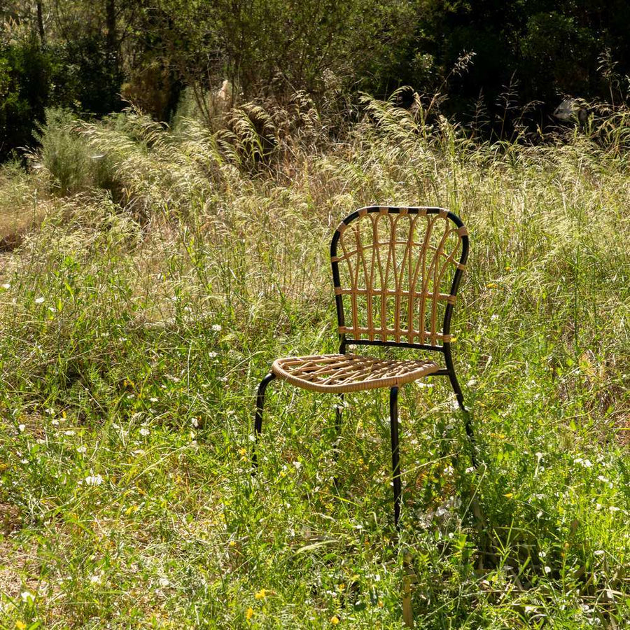 SILLA NATURAL-NEGRO PE-ACERO SALÓN 51 X 58 X 87 CM