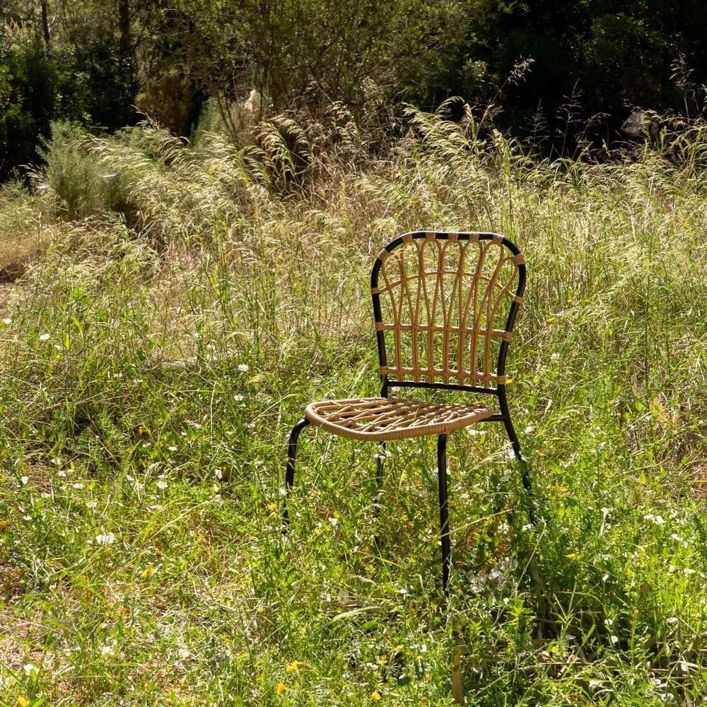CHAIR NATURAL-BLACK PE-STEEL LOUNGE 51 X 58 X 87 CM