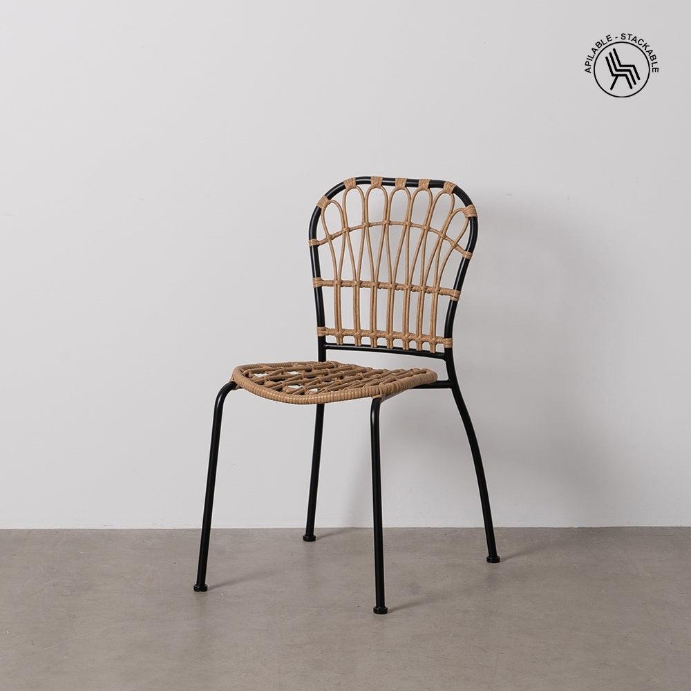 CHAIR NATURAL-BLACK PE-STEEL LOUNGE 51 X 58 X 87 CM
