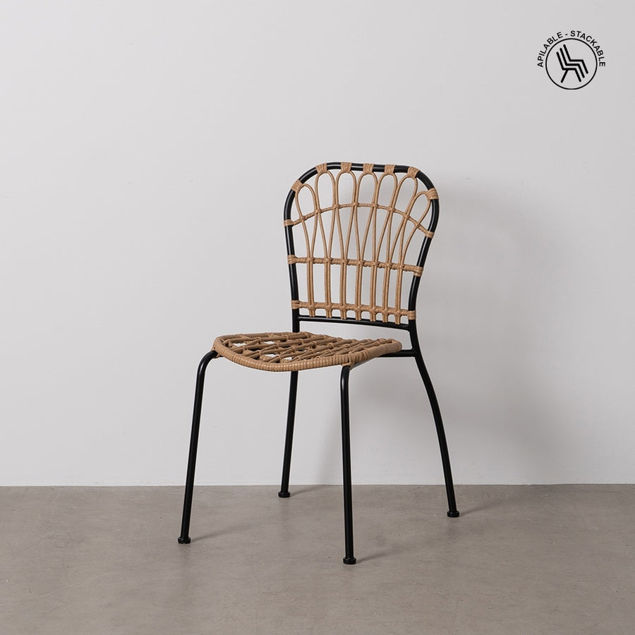 CHAIR NATURAL-BLACK PE-STEEL LOUNGE 51 X 58 X 87 CM