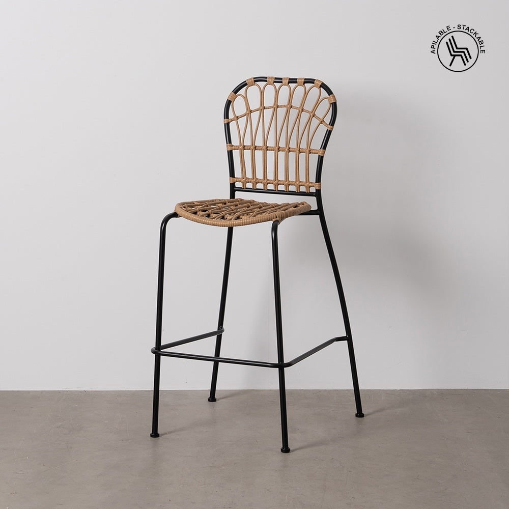 TABURETE NATURAL-NEGRO PE-ACERO SALÓN 60 X 61 X 117 CM