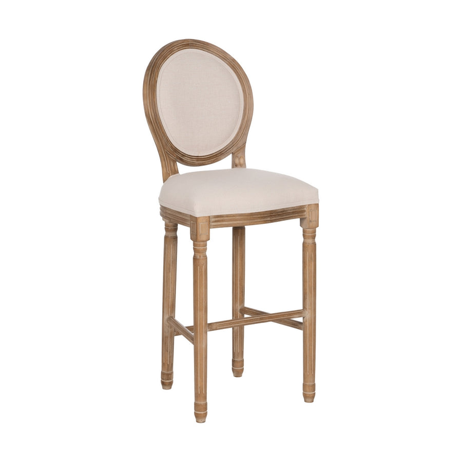 TABURETE NATURAL-BLANCO TEJIDO-MADERA 45 X 55 X 116 CM