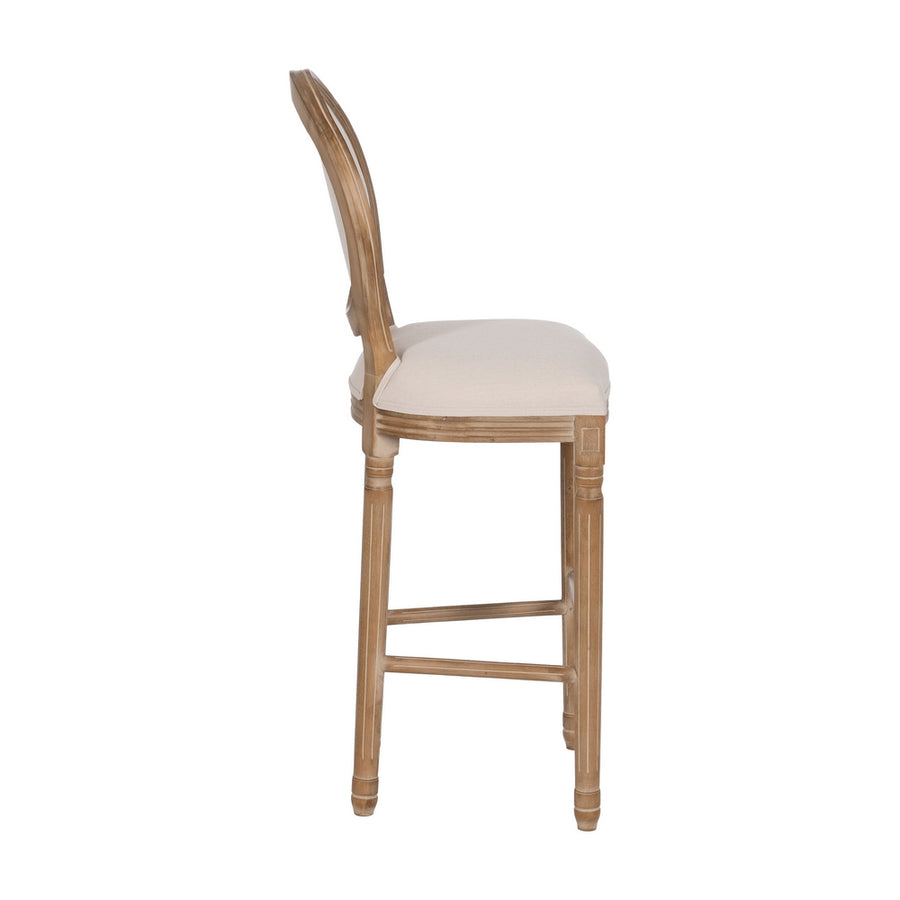 TABURETE NATURAL-BLANCO TEJIDO-MADERA 45 X 55 X 116 CM