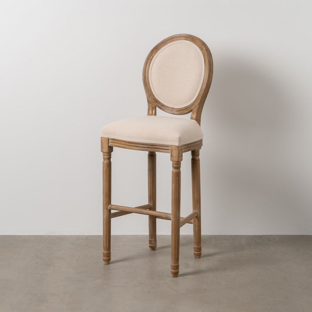 TABURETE NATURAL-BLANCO TEJIDO-MADERA 45 X 55 X 116 CM