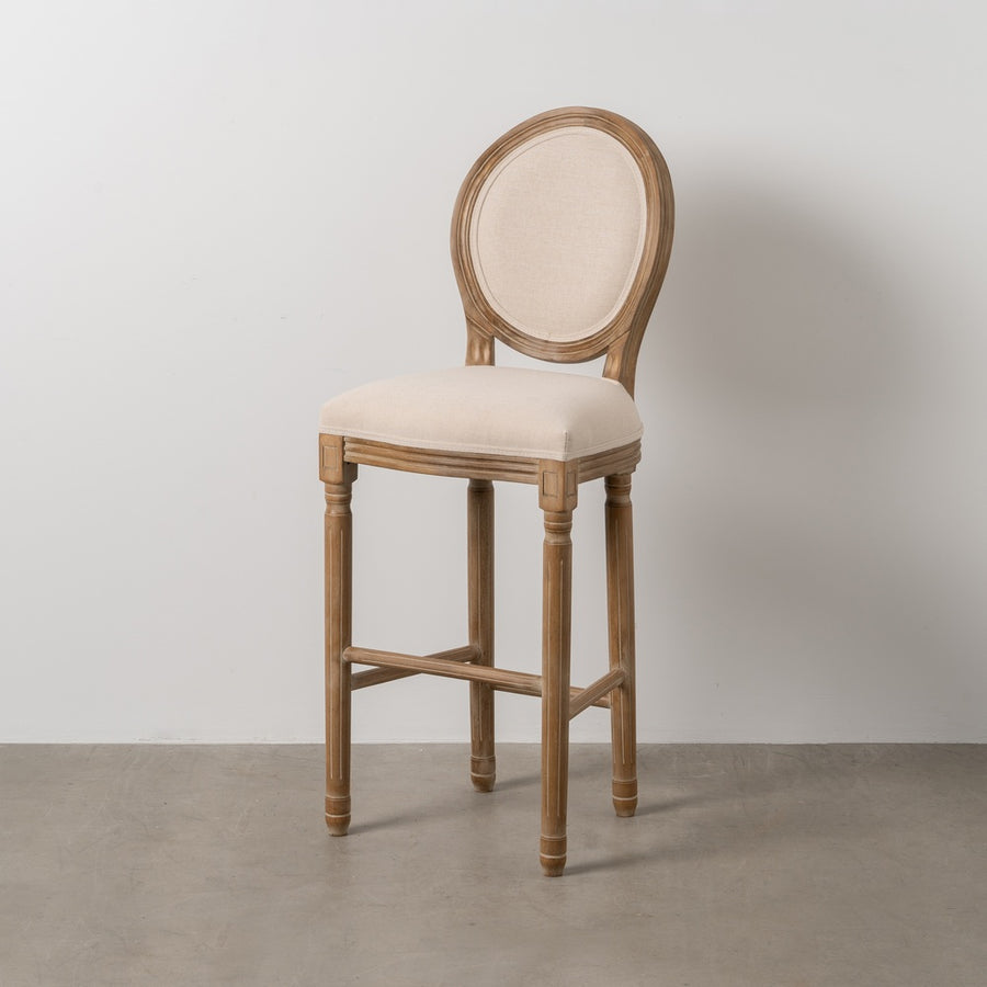 TABURETE NATURAL-BLANCO TEJIDO-MADERA 45 X 55 X 116 CM