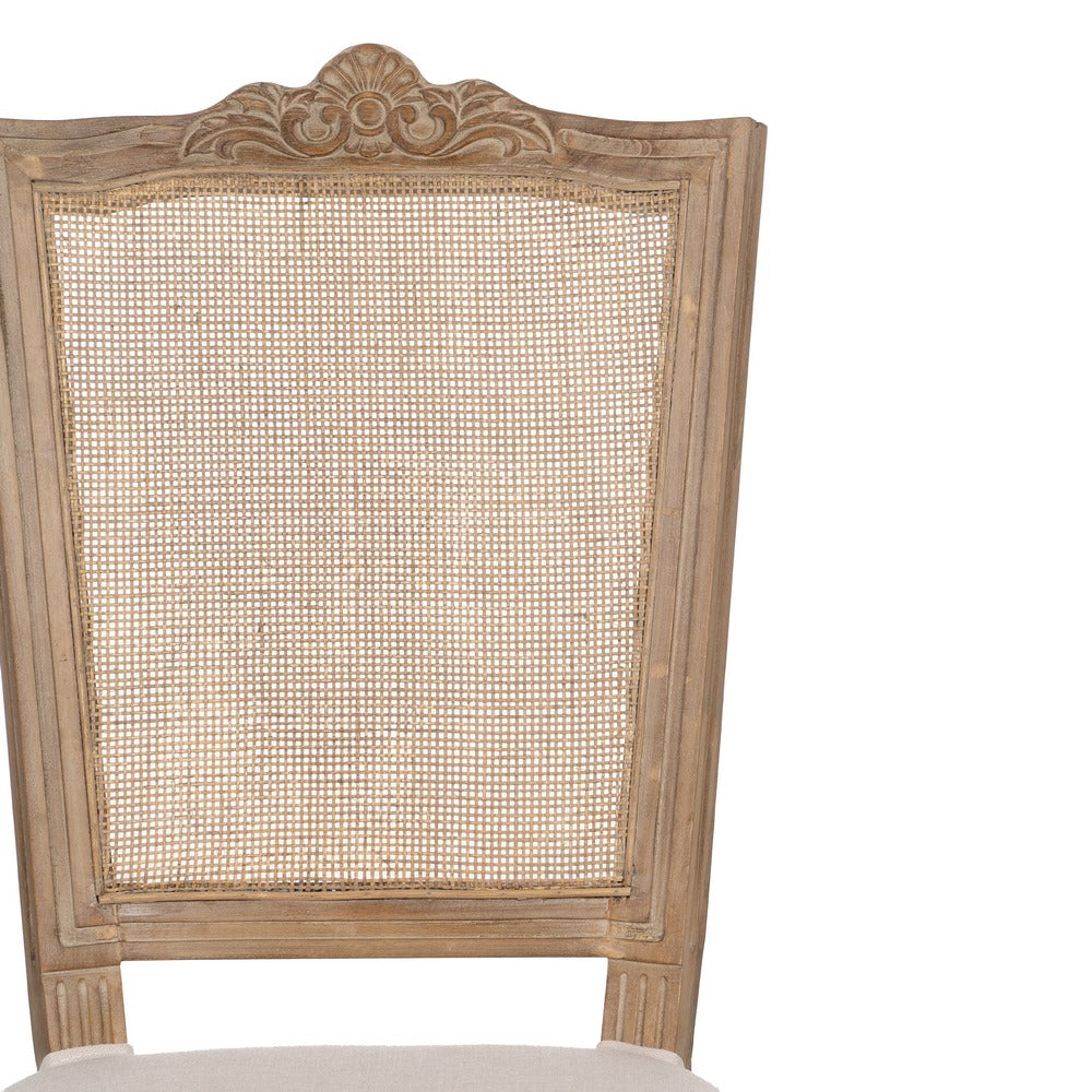 SILLA NATURAL-BLANCO MADERA-RATÁN SALÓN 44 X 48 X 98 CM
