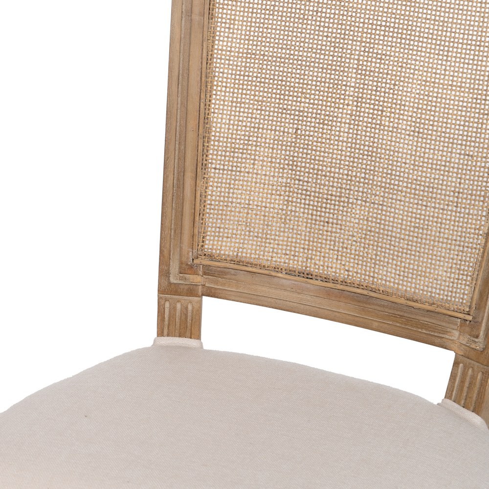 SILLA NATURAL-BLANCO MADERA-RATÁN SALÓN 44 X 48 X 98 CM
