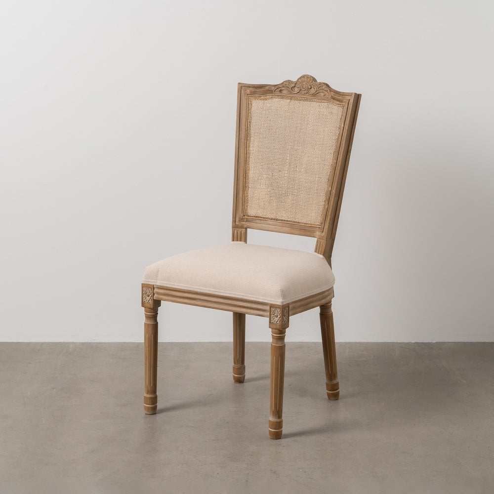 SILLA NATURAL-BLANCO MADERA-RATÁN SALÓN 44 X 48 X 98 CM