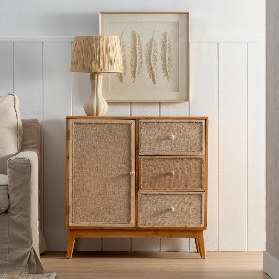 MUEBLE RECIBIDOR NATURAL DM-MADERA 75,50 X 37 X 75,50 CM