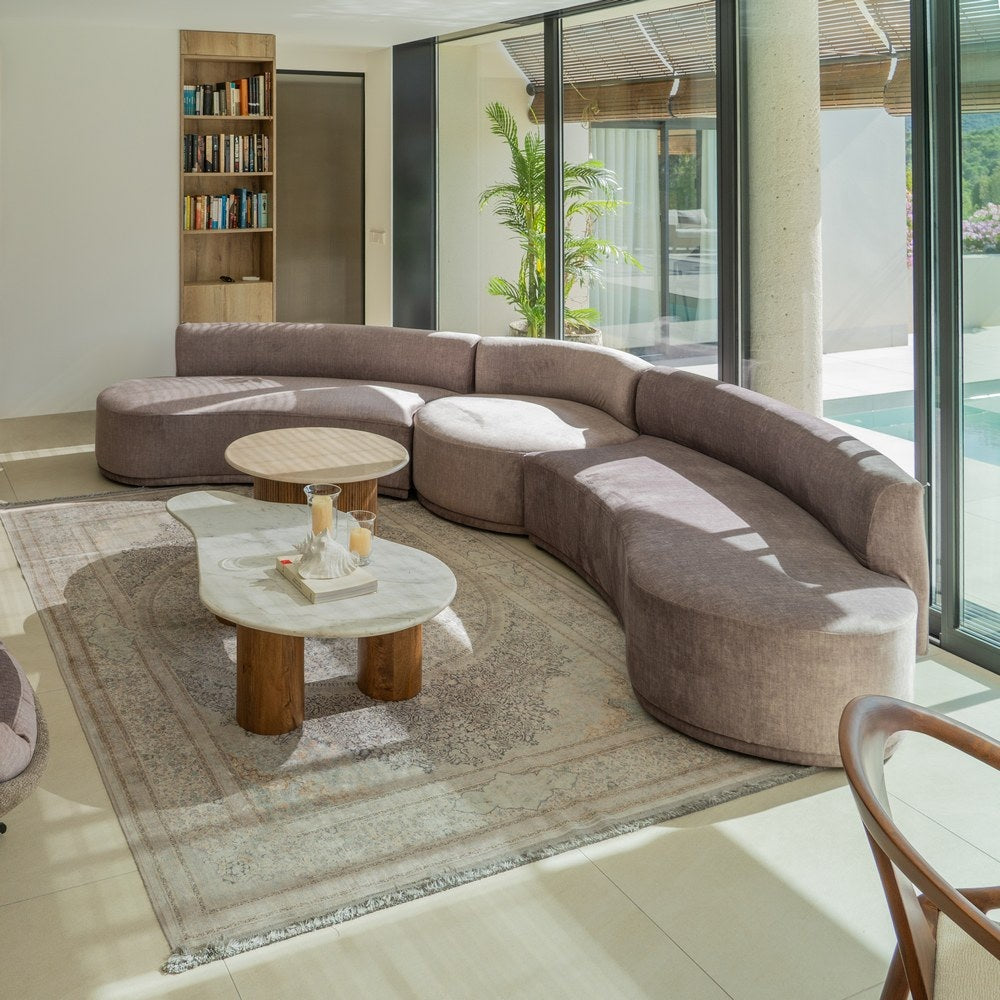 SOFÁ 3 PIEZAS GRIS TEJIDO SALÓN 405 X 112 X 70 CM