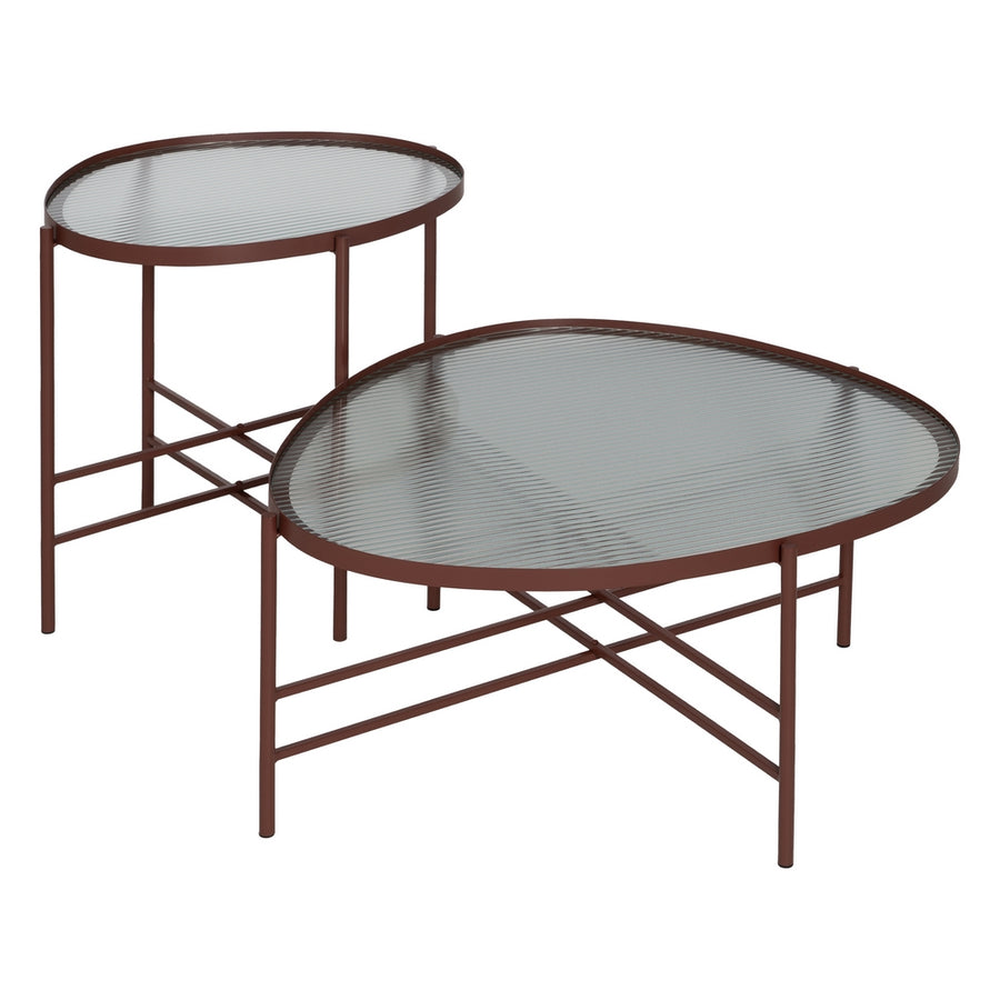 MESITA TEJA METAL-CRISTAL 55 X 47 X 54 CM