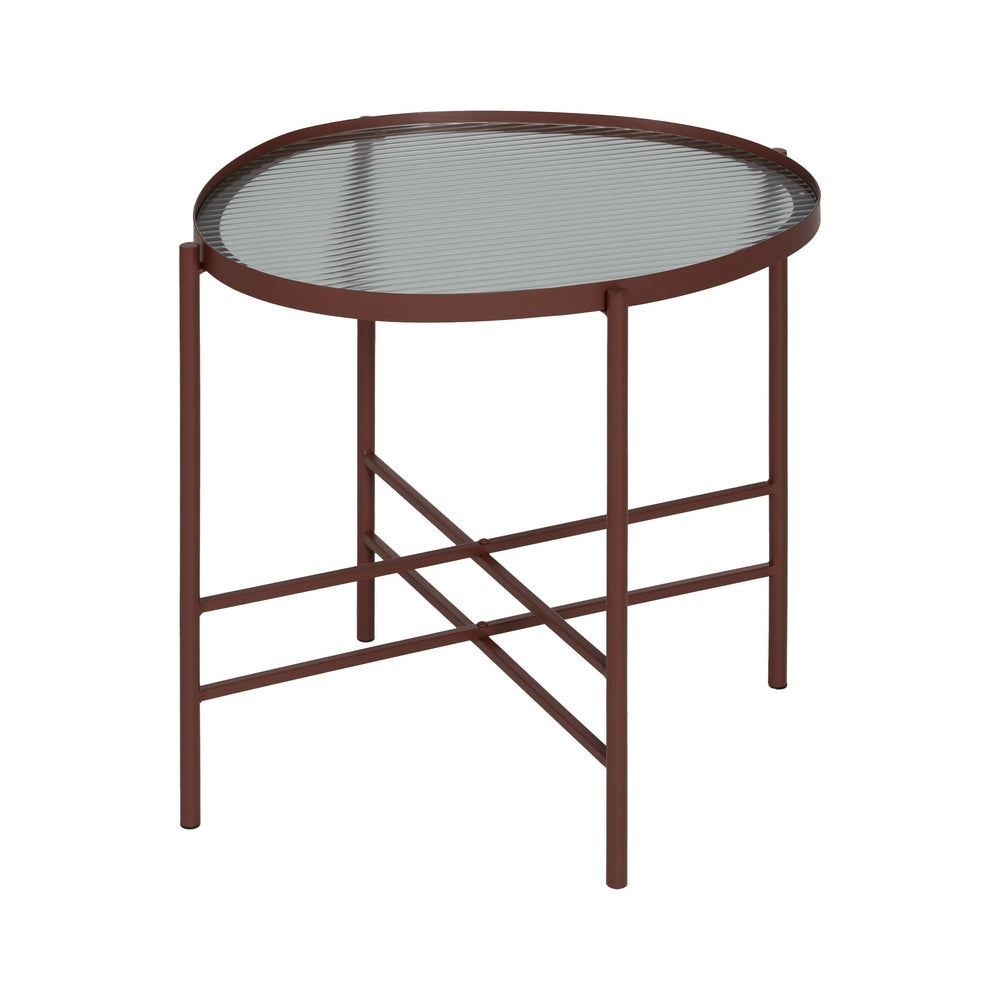 MESITA TEJA METAL-CRISTAL 55 X 47 X 54 CM