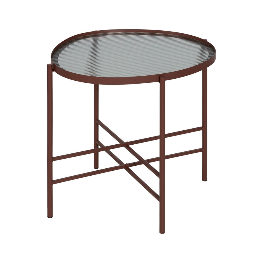 MESITA TEJA METAL-CRISTAL 55 X 47 X 54 CM