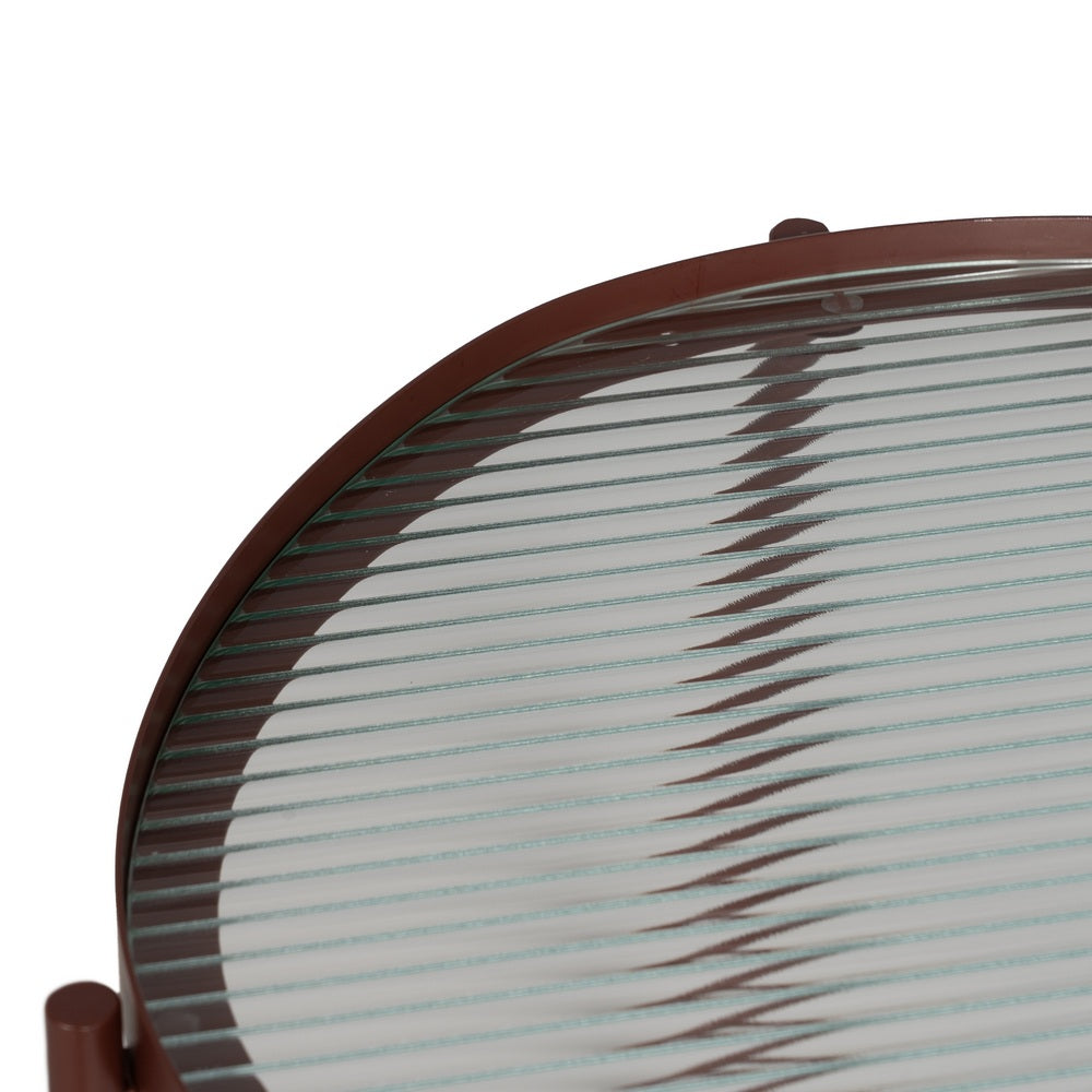MESITA TEJA METAL-CRISTAL 55 X 47 X 54 CM