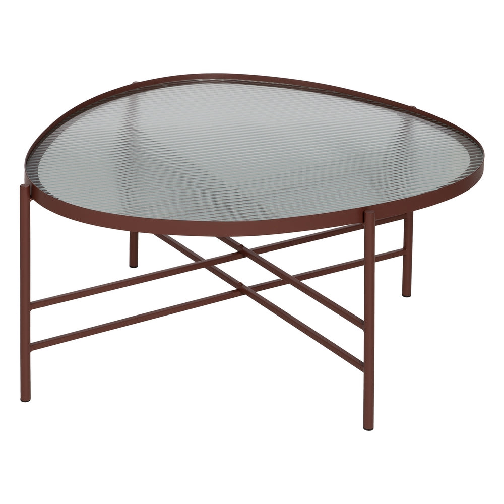 MESA CENTRO TEJA METAL-CRISTAL 78 X 68 X 37 CM