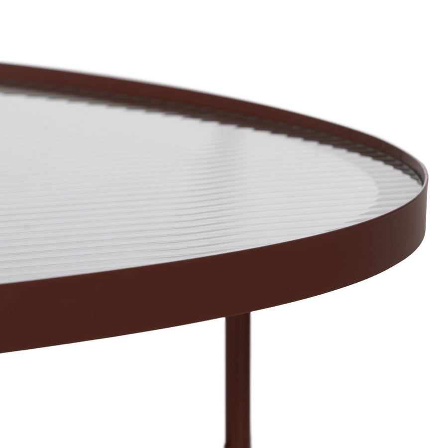 MESA CENTRO TEJA METAL-CRISTAL 78 X 68 X 37 CM
