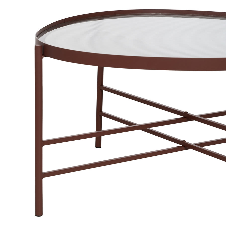 MESA CENTRO TEJA METAL-CRISTAL 78 X 68 X 37 CM