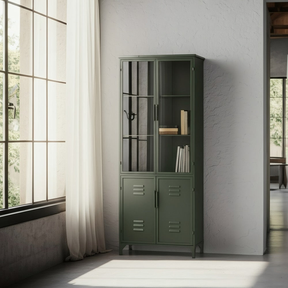VITRINA VERDE MENTA METAL-CRISTAL 72 X 35 X 178 CM