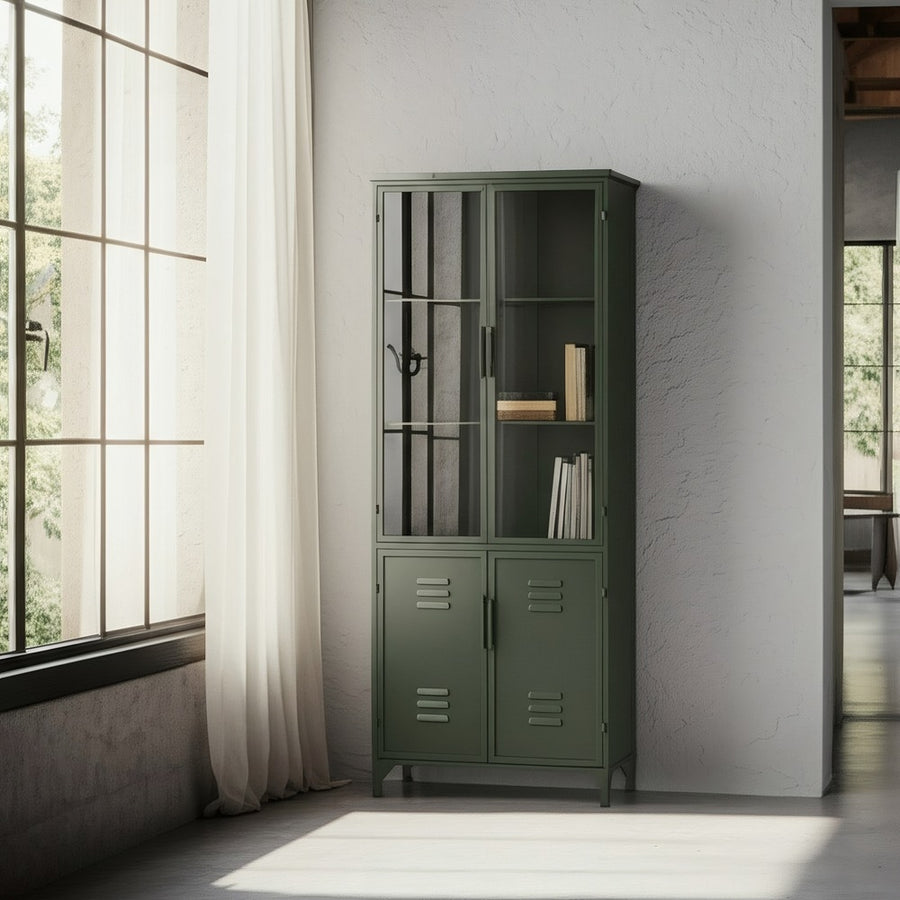 VITRINA VERDE MENTA METAL-CRISTAL 72 X 35 X 178 CM