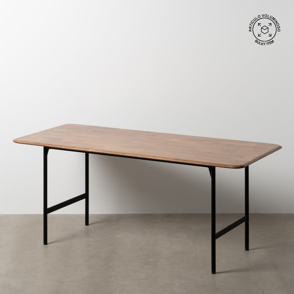 MESA COMEDOR MARRÓN-NEGRO MADERA-METAL 180 X 80 X 76 CM