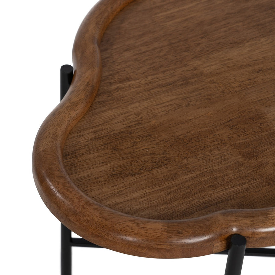 S/2 MESA CENTRO NATURAL MADERA / CRISTAL 89 X 50 X 40 CM