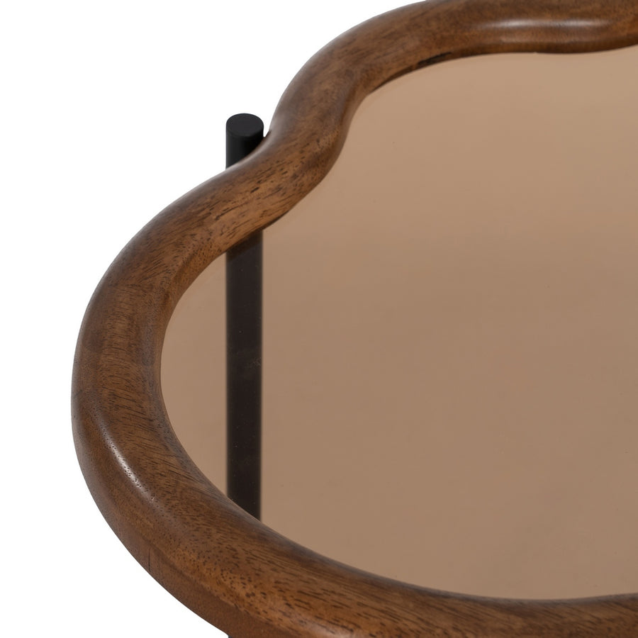 S/2 MESA CENTRO NATURAL MADERA / CRISTAL 89 X 50 X 40 CM