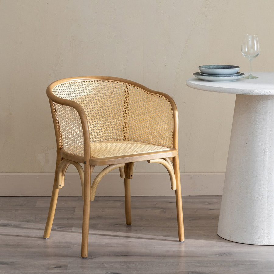 SILLA NATURAL MADERA-RATÁN 56 X 58 X 77 CM