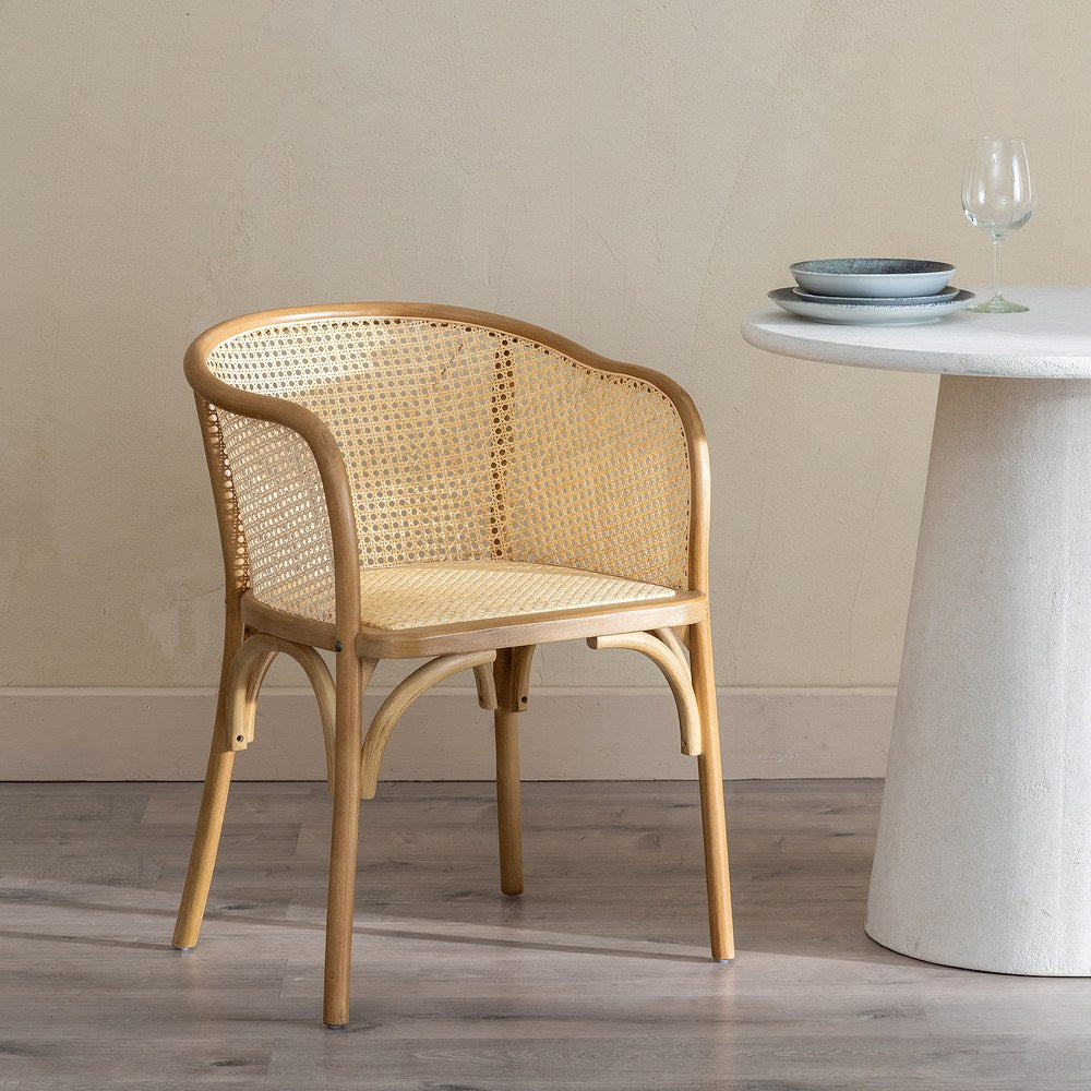 NATURAL WOOD-RATTAN CHAIR 56 X 58 X 77 CM