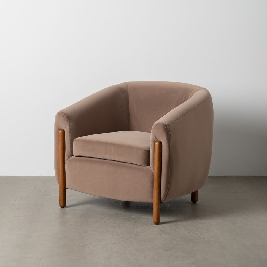 SILLÓN TAUPE TEJIDO-MADERA SALÓN 87 X 80 X 81 CM