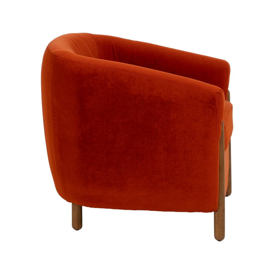 SILLÓN ROJO TEJIDO-MADERA SALÓN 82 X 77 X 74 CM