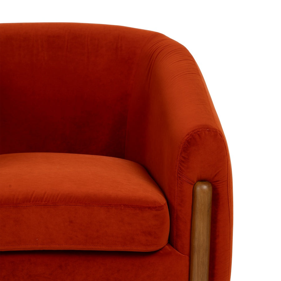 SILLÓN ROJO TEJIDO-MADERA SALÓN 82 X 77 X 74 CM