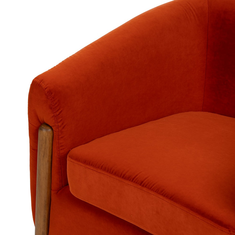 SILLÓN ROJO TEJIDO-MADERA SALÓN 82 X 77 X 74 CM