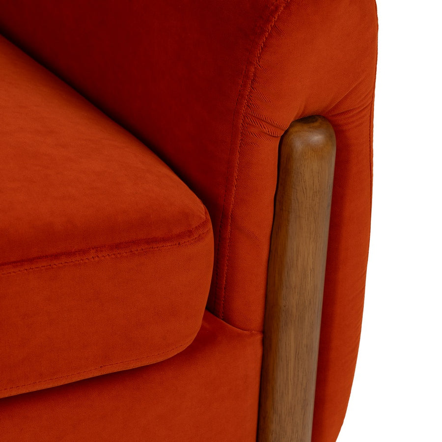 SILLÓN ROJO TEJIDO-MADERA SALÓN 82 X 77 X 74 CM