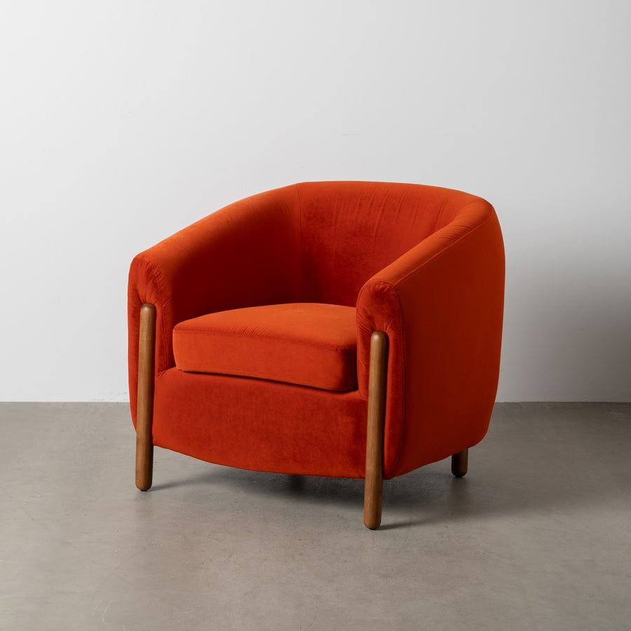 SILLÓN ROJO TEJIDO-MADERA SALÓN 82 X 77 X 74 CM