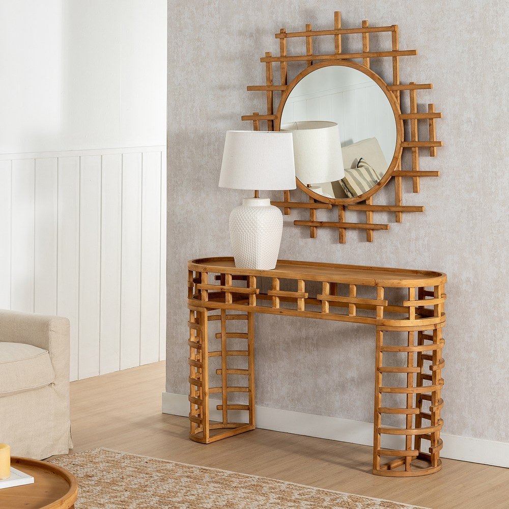 NATURAL WOOD DECORATIVE MIRROR 100 X 3.50 X 100 CM