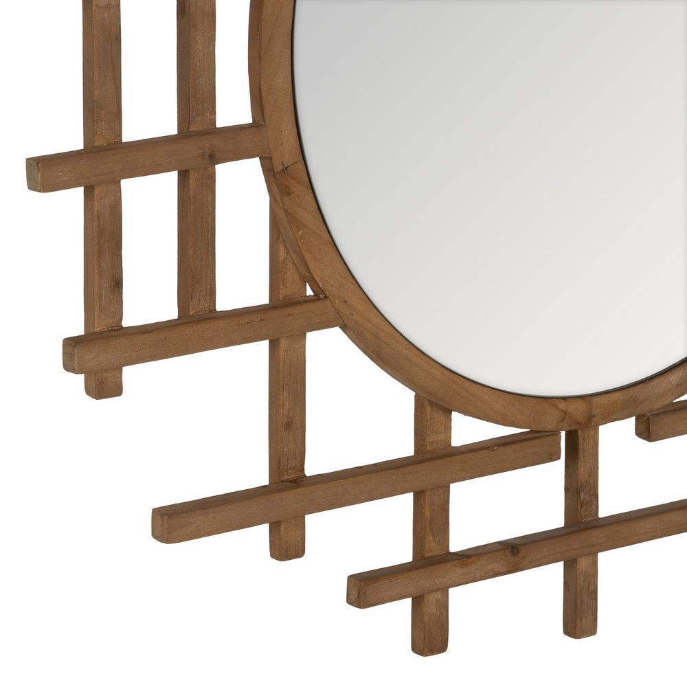 NATURAL WOOD DECORATIVE MIRROR 100 X 3.50 X 100 CM