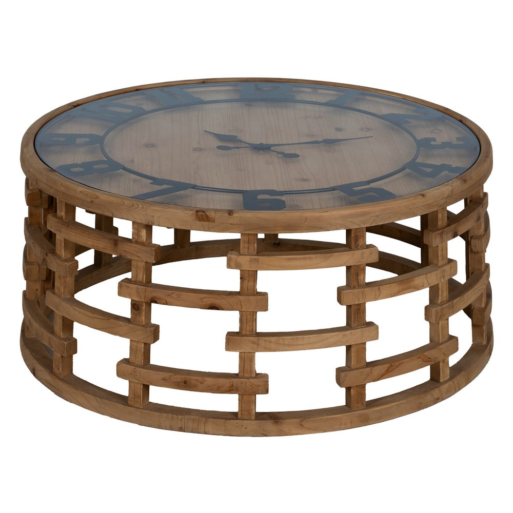 MESA CENTRO RELOJ NATURAL DM-MADERA 80 X 80 X 36 CM