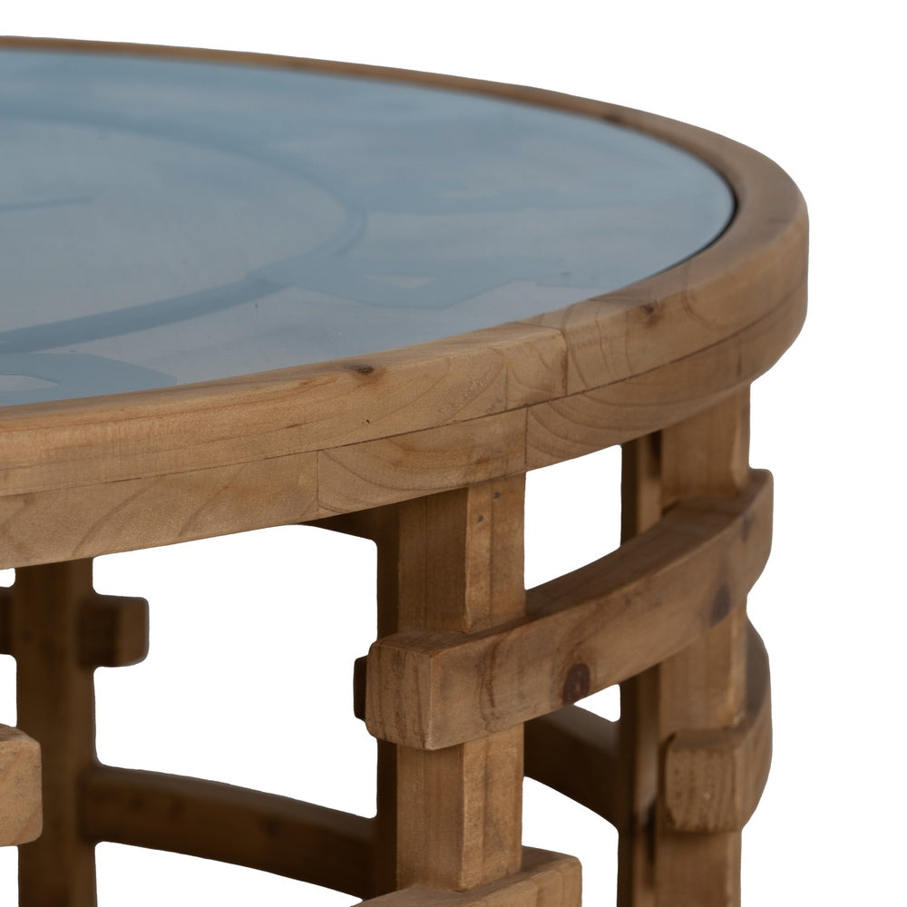 MESA CENTRO RELOJ NATURAL DM-MADERA 80 X 80 X 36 CM