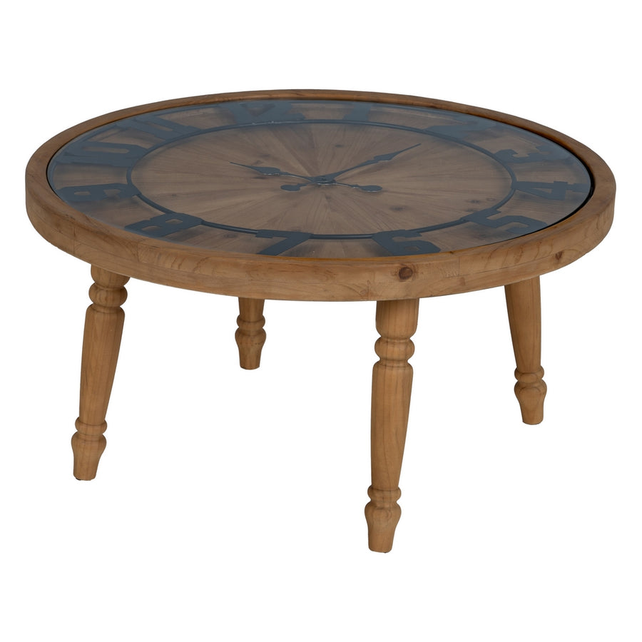 MESA CENTRO RELOJ NATURAL DM-MADERA 80 X 80 X 41 CM