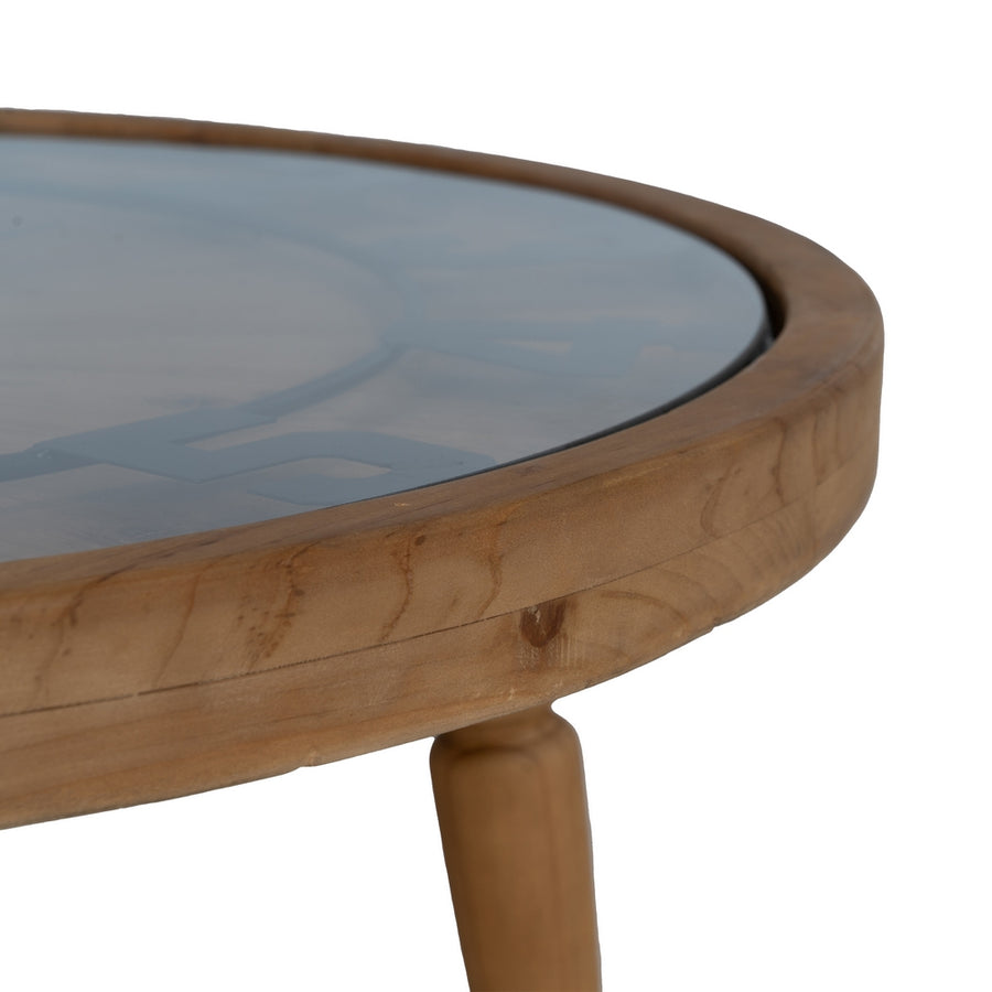 MESA CENTRO RELOJ NATURAL DM-MADERA 80 X 80 X 41 CM
